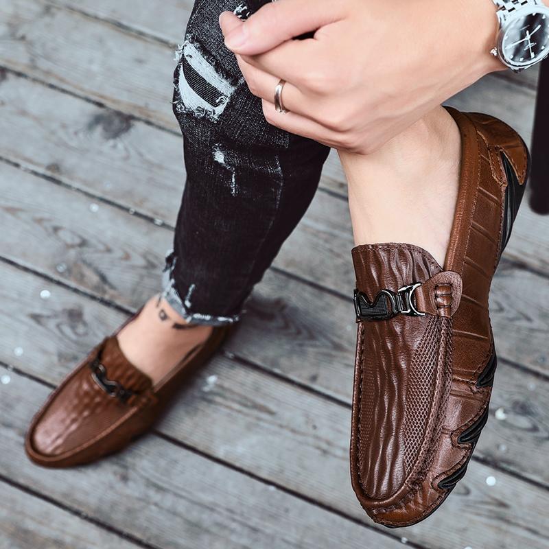 Genuine Leather Mens Loafers Luxury Brand Designer Casual Shoes Classic Slip On Men Shoes Moccasin Light Comfy Male Driving Flat