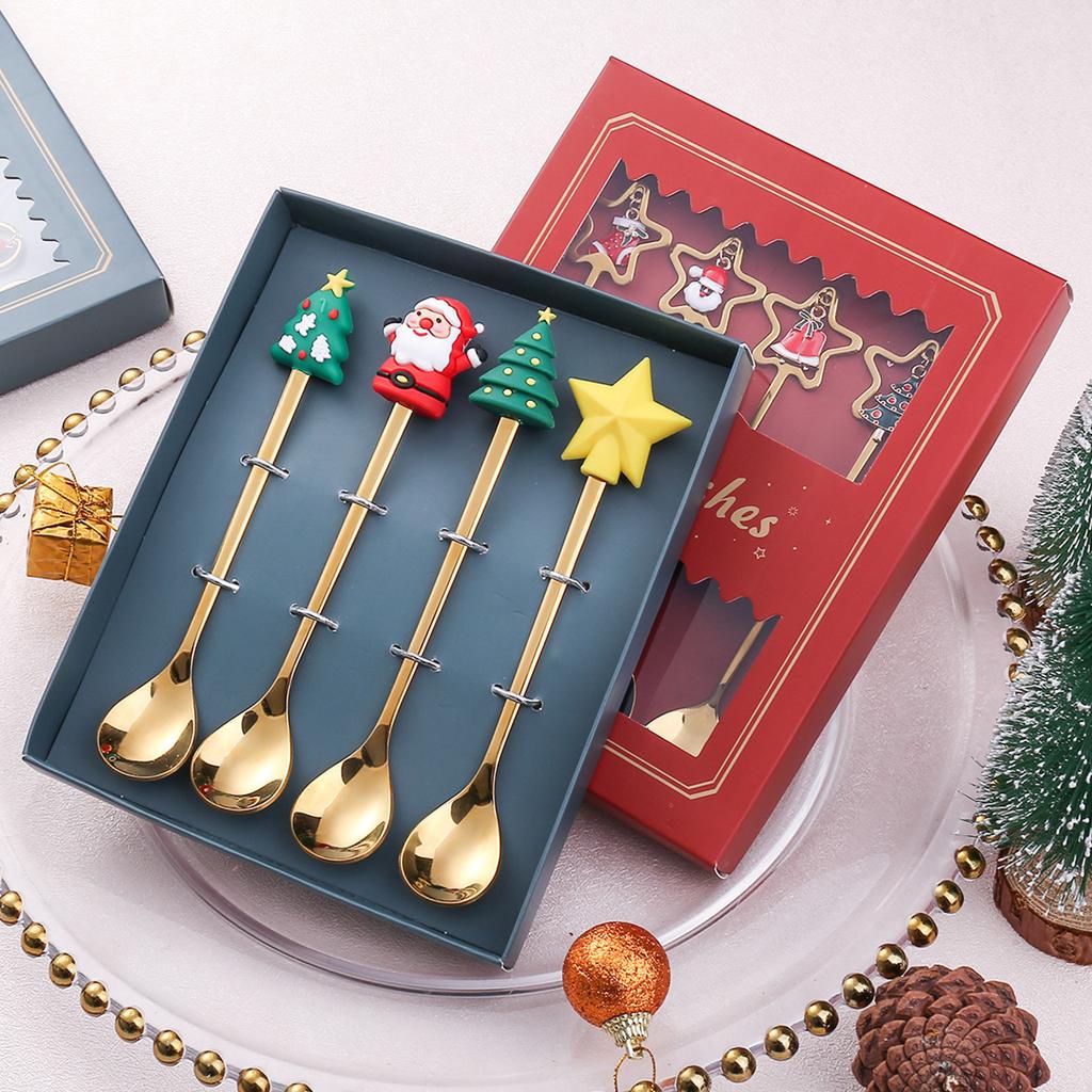 4pcs/set Christmas Cutlery Cartoon Festive Flatware Dining Table Accessories *
