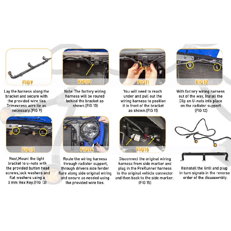 YMT Pre-Runner LED Grille Light Bar Kit for 2007-2018 Jeep Wrangler JK 2-Door/Unlimited 4-Door (JK), Plug & Play Waterproof