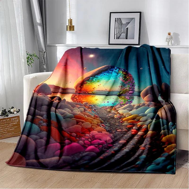 Soft Colorful Pebble Road Throw Blanket Nature Inspired Design for Home Bedroom Bed Sofa Cover Kids New Style
