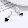 Black Color Geometric Heart-shaped Earrings for Women Girls Fashion Hollow Heart Hoop Earrings Zircon Accessories 2023