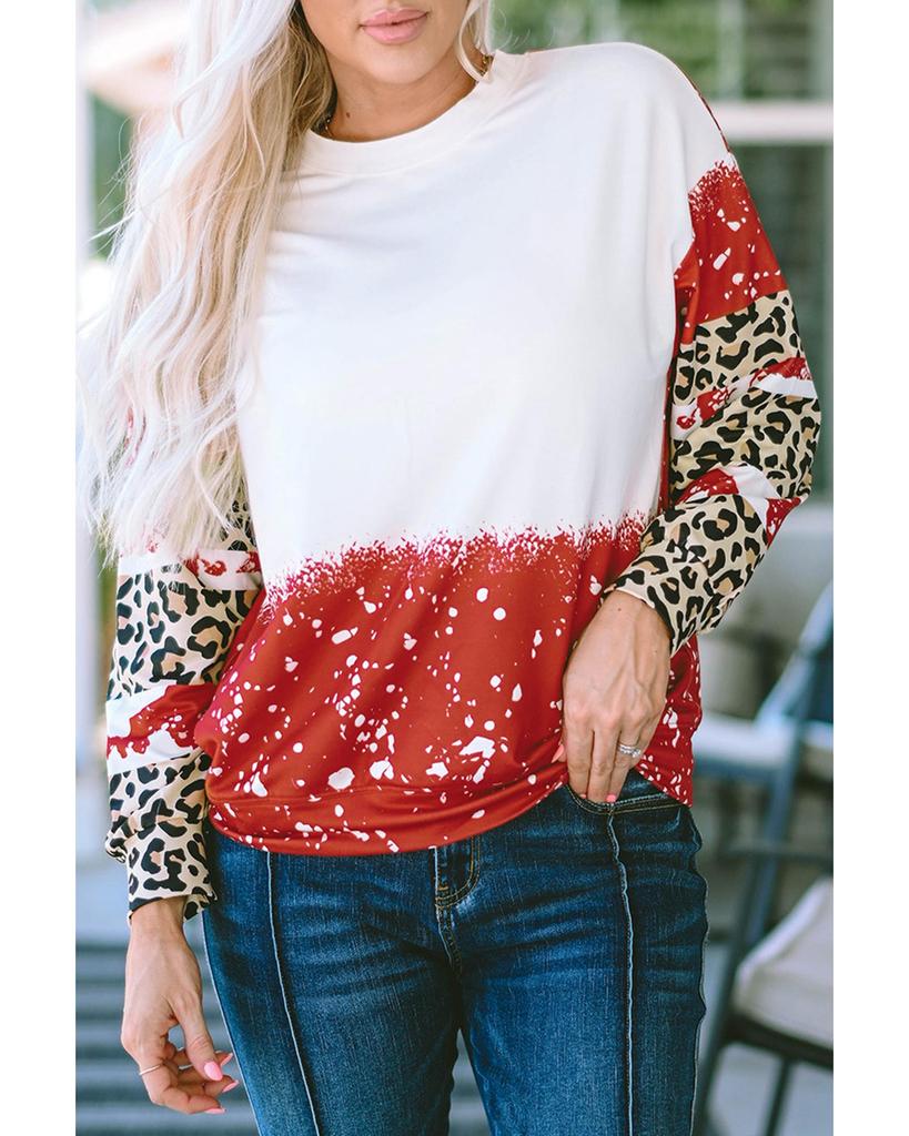 Azura Exchange Леопардовый тай-дай топ с длинными рукавами