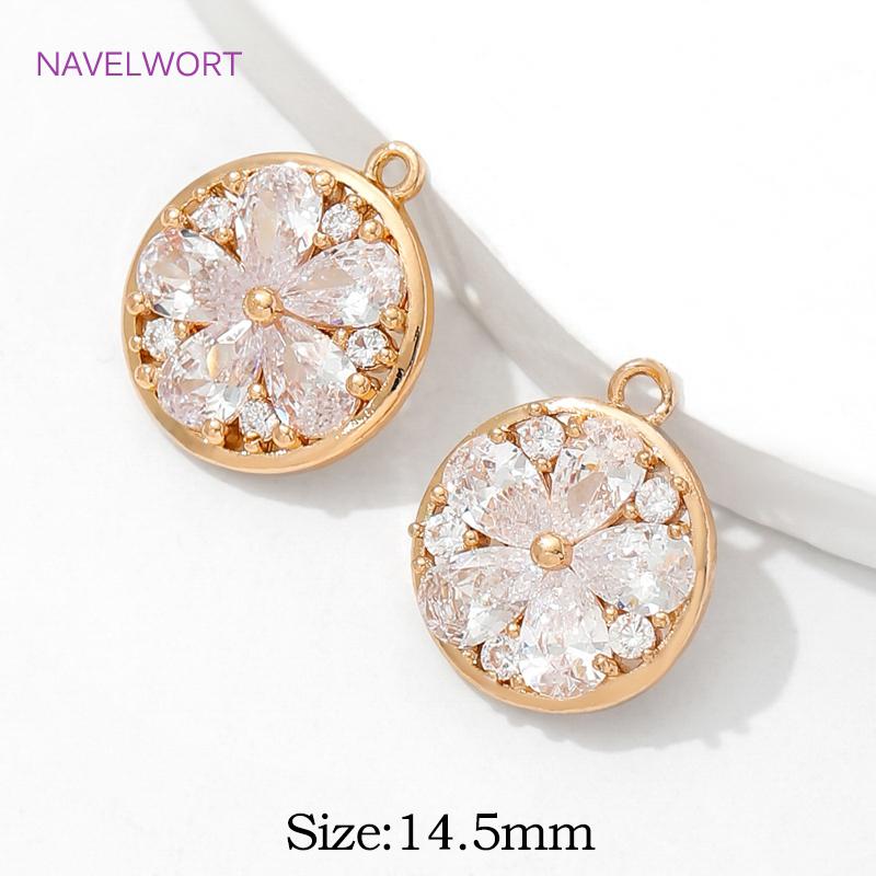 Multi Styles 18K Gold Plated Inlaid Zircon Charms Pendants For Jewelry,Brass Decorative Pendants,DIY Earring Making Accessories