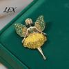 Ballet Fairy Brooch Pin Sparkling Rhinstone Brooch, Winged Dancer Girl Alloy Lapel Shirt Accessory Pin, Women Jewelry Accessories for Suit Dress Coat