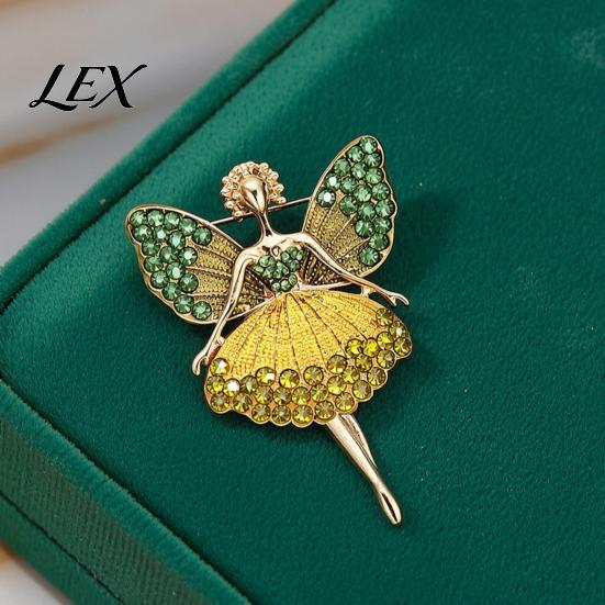 Ballet Fairy Brooch Pin Sparkling Rhinstone Brooch, Winged Dancer Girl Alloy Lapel Shirt Accessory Pin, Women Jewelry Accessories for Suit Dress Coat