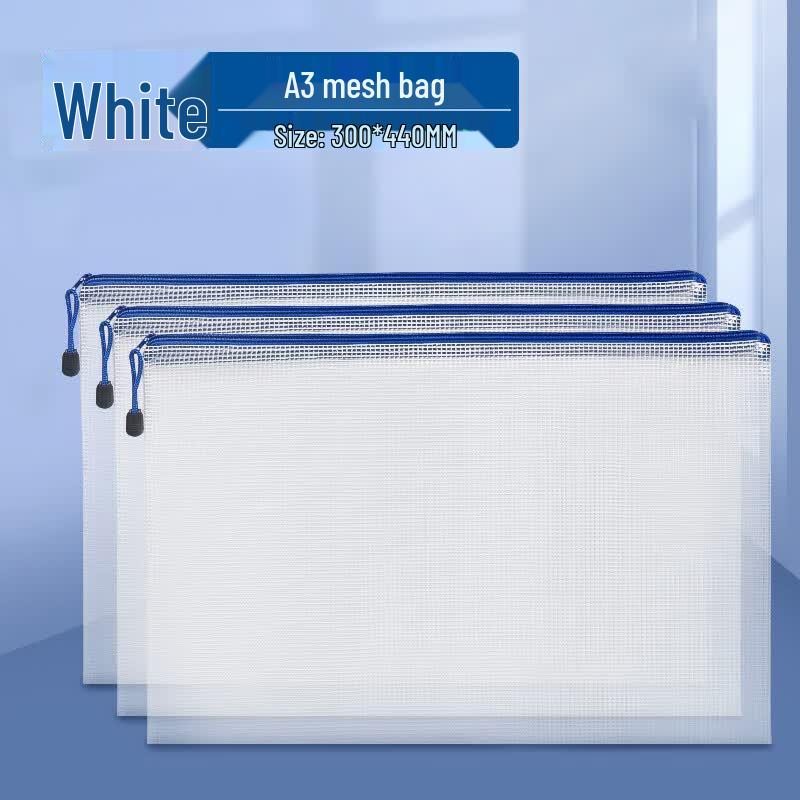 USAN HOME A3 Transparent Mesh Zipper File Bag