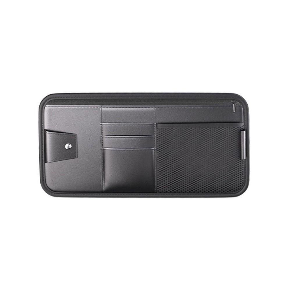Large Capacity Car Sun Visor Organizer Solid Color Cards Holder Sunglasses Clip  Car Interior