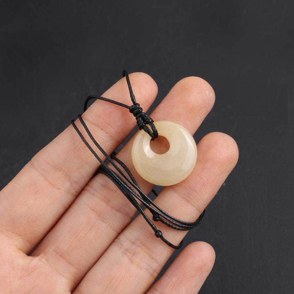 Новый стиль ожерелье натуральный камень белый нефрит/агат/лабрадорит ожерелье круглый кулон для женщин подарок на день рождения