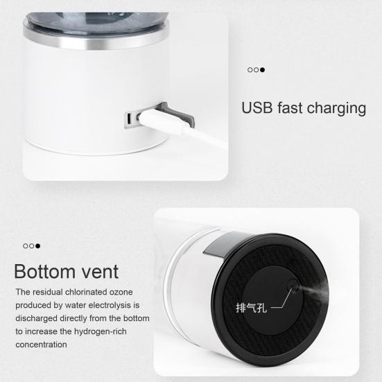 300ML Hydrogen Rich Water Bottle SPE PEM Technology Portable Glass Hydrogen Water Generator Healthy Glass Drinking