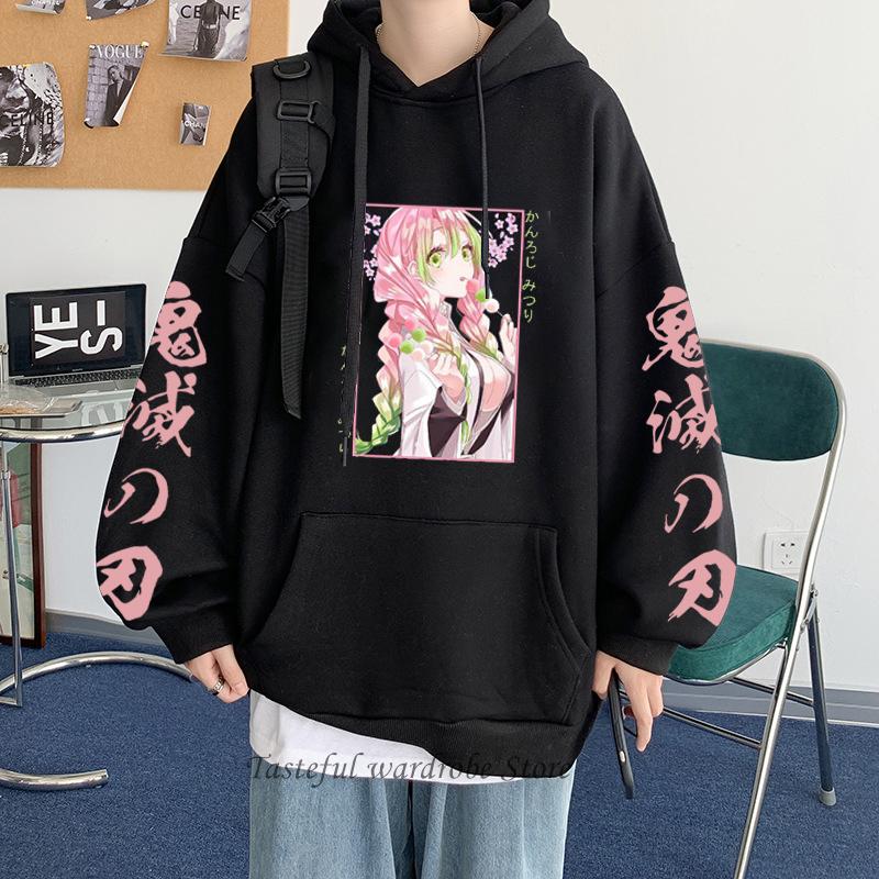 Аниме Demon Slayer Kanroji Mitsuri толстовки с длинными рукавами Y2K одежда унисекс Япония Манга графика пуловеры топы