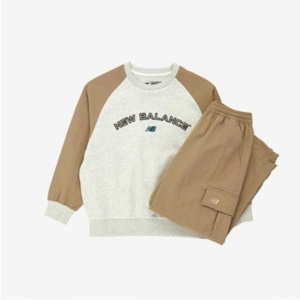 New Balance Kids Nbsc Woven Sweatshirt Pants Set Oatmeal Melange Nk9yg1772u 33