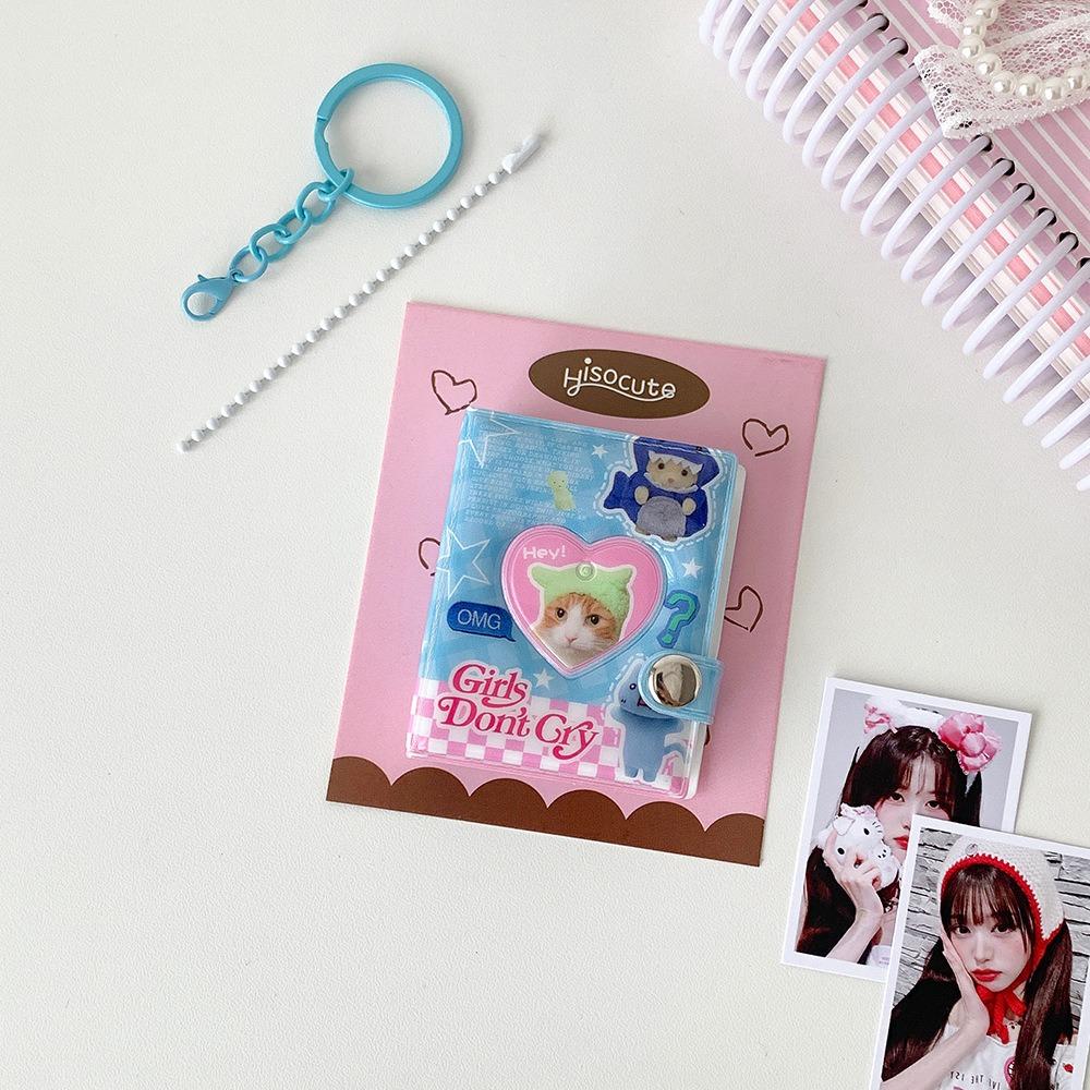 Keychain ID Photo Holder Snap Closure Idol Card Organizer Retro Card Storage Album
