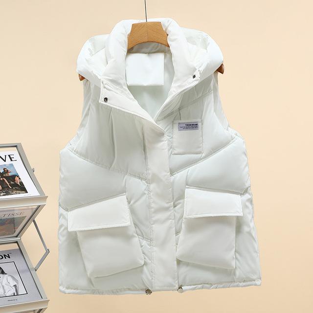 Autumn Winter Women Down Cotton Vests Coat Student Solid Color Outwear Sleeveless Wiastcoat Jacket Woman Padded Jacket Coat Tops