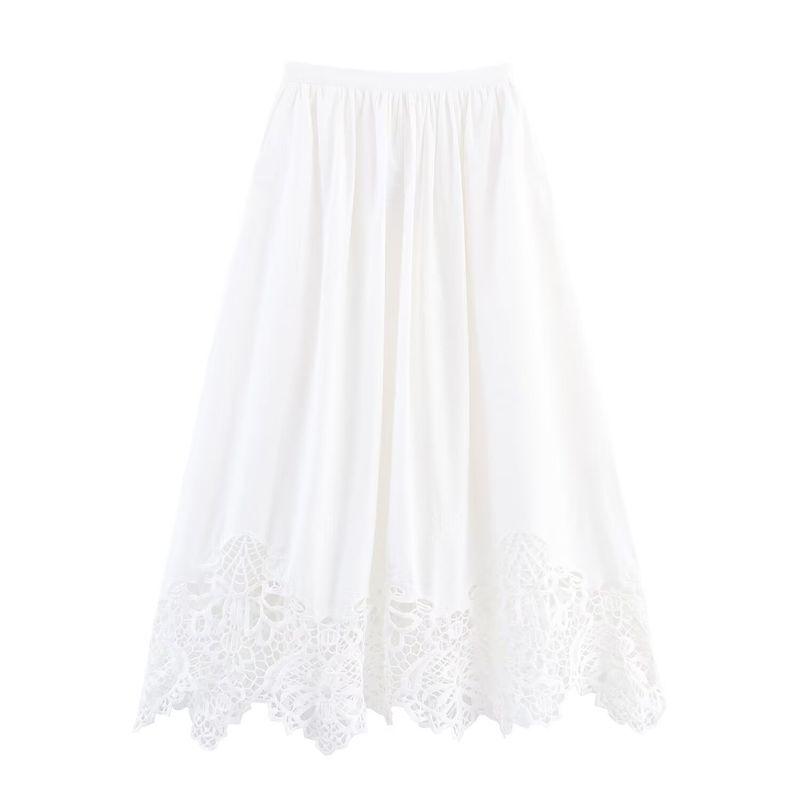 Kaslead New Women Clothes Western Style Simple and Versatile Embroidery Midi Skirt 6303041