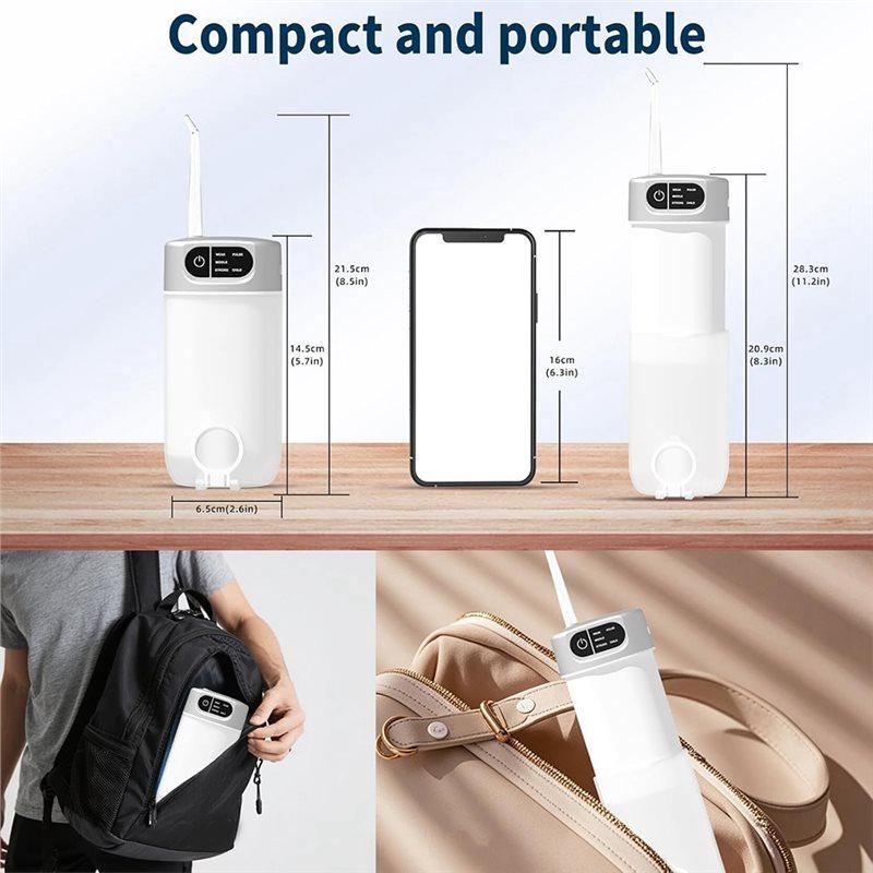 Water Flosser 5-Mode Oral Irrigator With 5 Nozzles 300 Ml Water Tank, IPX7 Waterproof, Home And Travel Water Flosser