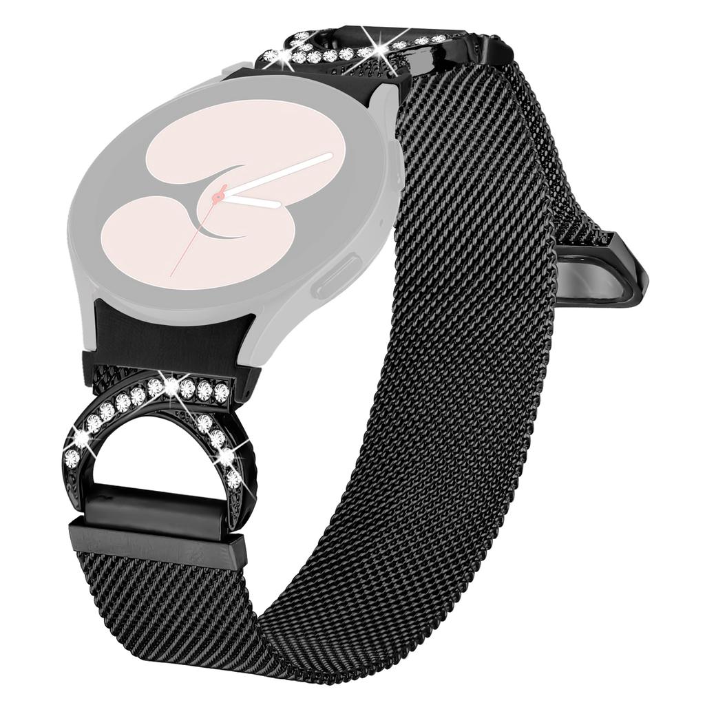 Watch Strap with Quick Release Connector for Samsung Galaxy Watch7 44mm / 40mm Milanese Metal Watch Band Rhinestone Decor