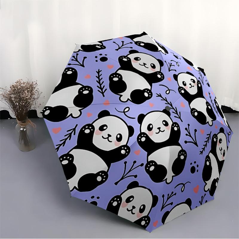 1pc Panda Pattern Automatic Open/Close Umbrella Compact Folding Umbrella, All-Season Portable Umbrella for Women/Men, Perfect Gift for Birthdays