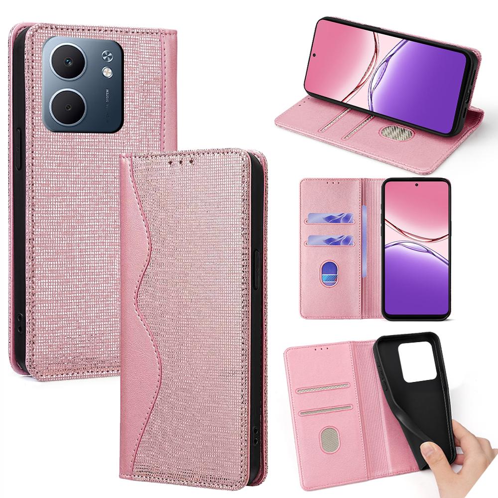For Oppo A5x 5G Case Wave Shape RFID Blocking PU Leather Wallet Stand Phone Cover