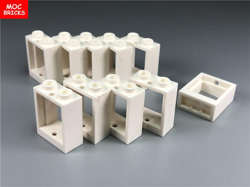 20 шт./лот Детали MOC Окно 1x2x2 дверная Рама с Белым Стеклопакетом 60592 60601 Собранные Частицы Строительный Блок Пластиковая Игрушка для ребенка