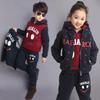 Boys' Sports Suit Winter Thickened Children's Hoodie + T-shirt + Pants Casual Three-piece Suit