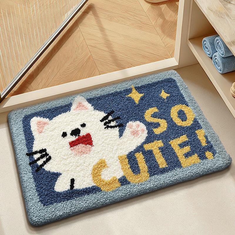 Absorbent Bathroom Rug Non Slip Quick Drying Flannel Floor Mat Anti-Skid Bath Carpet for Home Toilet Bathtub Shower Accessories