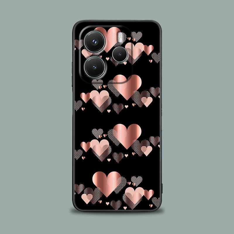 Чехол для телефона для Xiaomi Redmi Note 15 14 13 12 11 10 Pro Plus 5G Redmi 15C 14C 12C 13C Чехол Розовый Блеск Сердца Любовь Трава Лист