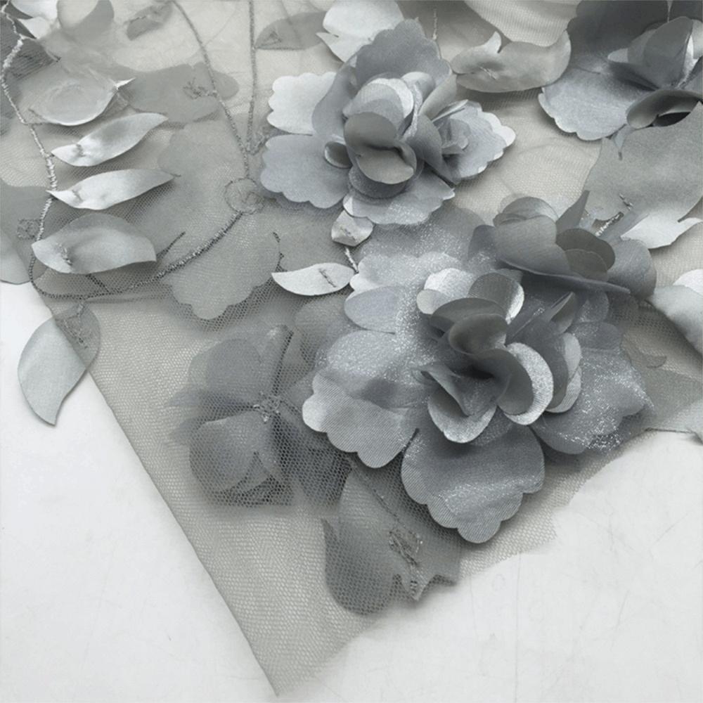 140cm*1 Yard 3D Flower Lace Fabric with Beads High Quality Embroidery Lace Fabric Handmade Clothing Sewing Fabric