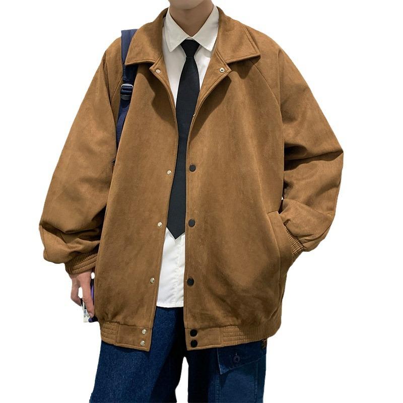 Suede Vintage Jacket for Men Spring and Autumn American Fashion Couple Coat Overalls Casual Boys On Clothes