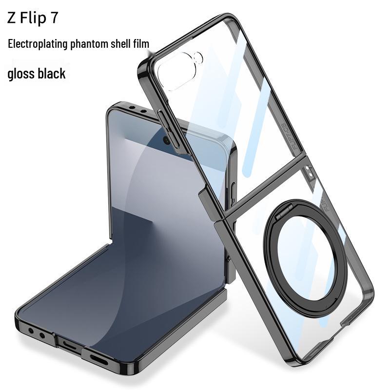 Чехол для Samsung ZFlip7: Новая Магнитная Беспроводная Зарядка, Прозрачный Вращающийся Держатель, Совместим с GKK.