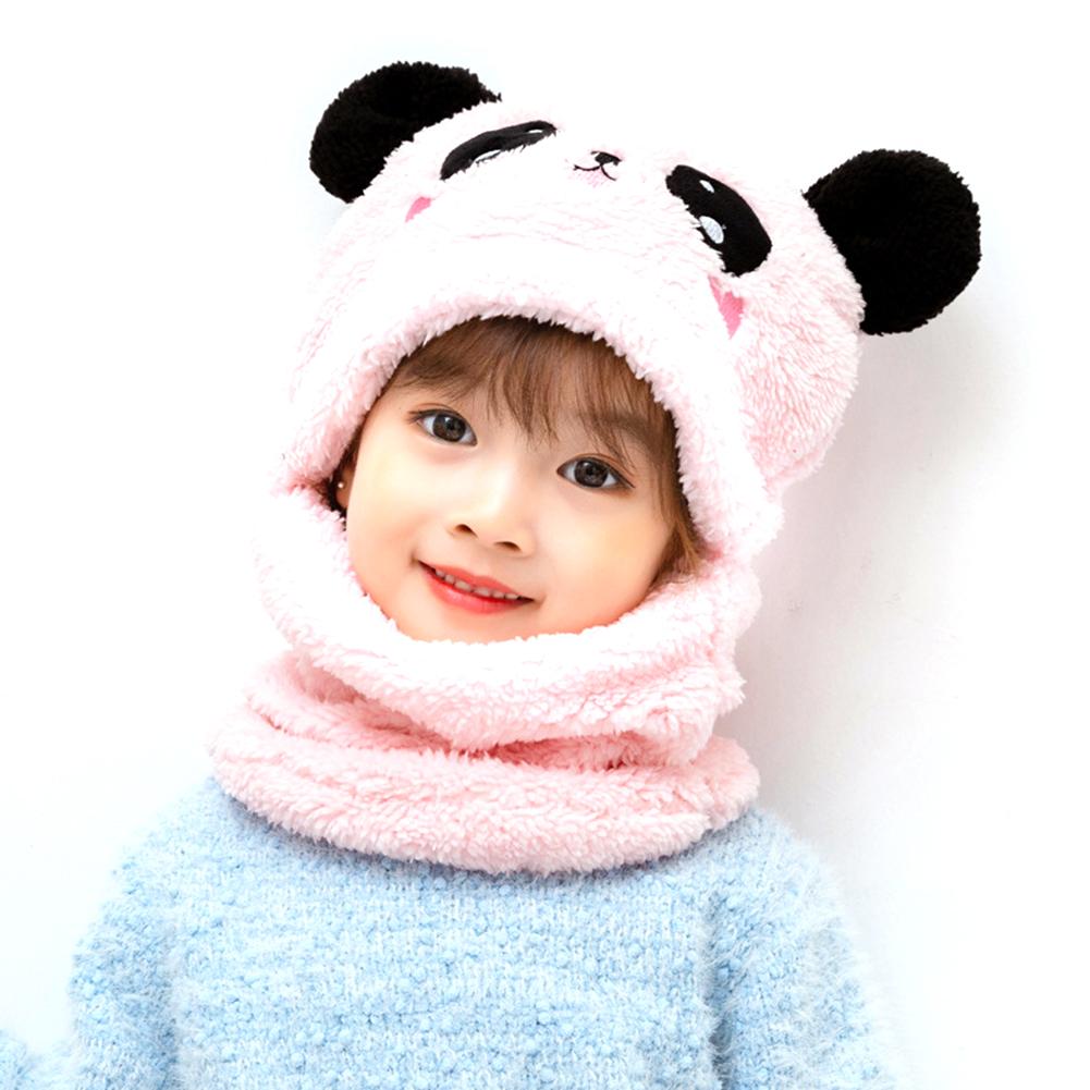 Children's Hat Coral Fleece Cute Ear Cap With Scarf For 5-9 Years Old Kids