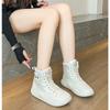 Зимние кроссовки, новые женские туфли на платформе 2024 года, модные со шнуровкой, сохраняющие тепло, короткие плюшевые ботильоны для женщин, повседневная хлопковая обувь