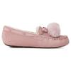 UGG Leather Pom Pom Bow Flat Shoes Women Flats Rose-Gray 1138651-RSGRY
