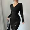 French dress autumn/winter, waist-cinched mid-length pencil skirt, layered with a tight knit dress underneath