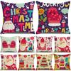 Christmas Cushion Cover Sofa Pillow Cover Santa Claus Print Holiday Gift Pillow Cover Christmas Pillow Cover