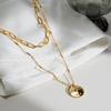 New 2 Piece Fashion Woman Necklace Round Pendant Hollow Sweater Chain Ladies Luxury Elegant Gold Necklace