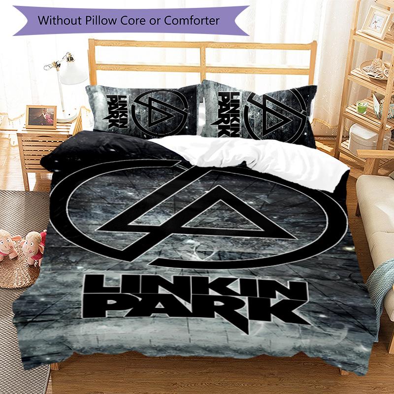 3pcs Linkin Park band logo pattern bedding set duvet cover set includes duvet cover &pillowcases,perfect all season bedroom decoration&gift