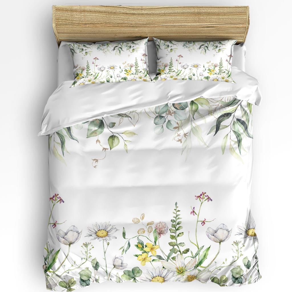 Wild Flower Eucalyptus Sunflower Plant Lavender 3pcs Bedding Set For Double Bed Home Textile Duvet Cover Quilt Cover Pillowcase