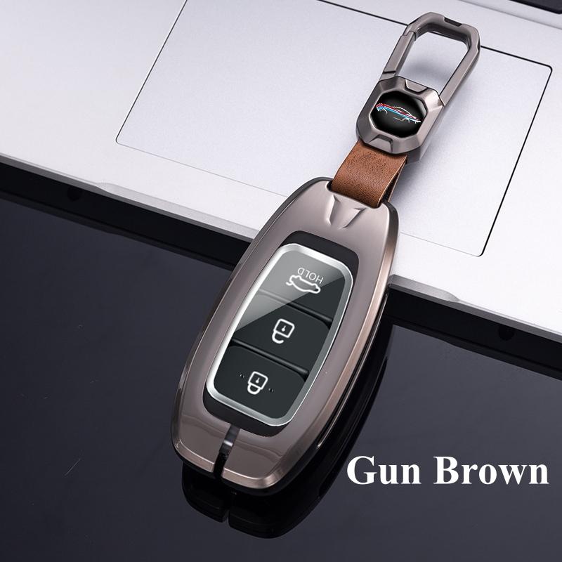 Metal Zinc Leather Car Key Case Cover for Hyundai I30 I40 Ix35 KONA Solaris Grandeur Ig Accent Santa Fe Palisade 2017 2018 2019