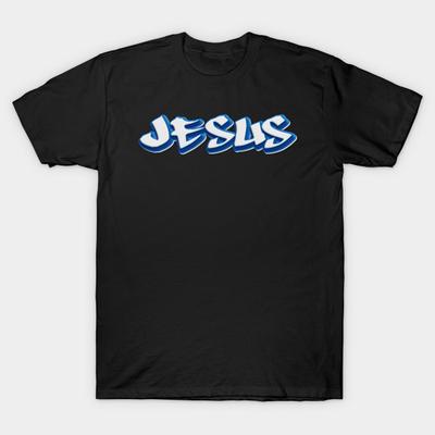 Мужчины Черная футболка с принтом Super Large TShirt Иисус No-Cut Передача Бумаги Печати Хлопок футболка