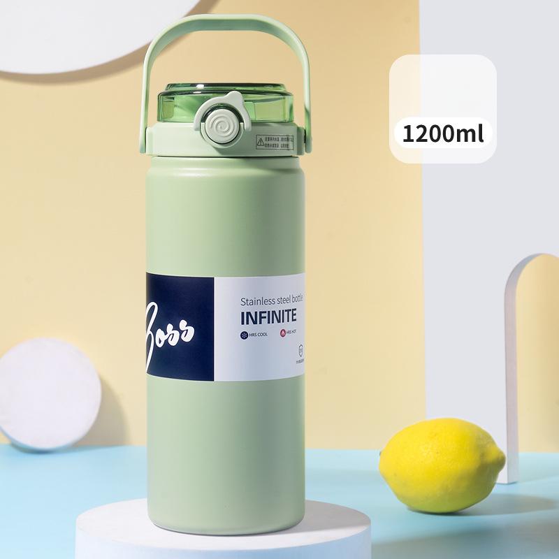 1.2L 316 Stainless Steel Vacuum Flask Double Wall Insulation for Hot & Cold Leakproof Portable Outdoor Sports Thermos Tumbler