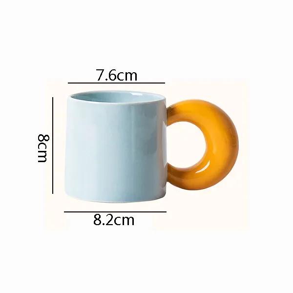 Creative Handle Ceramic Mug High Aesthetic Value Coffee Mug Cute Breakfast Cups Juice Milk Cup Couple Cups Household Water Cup