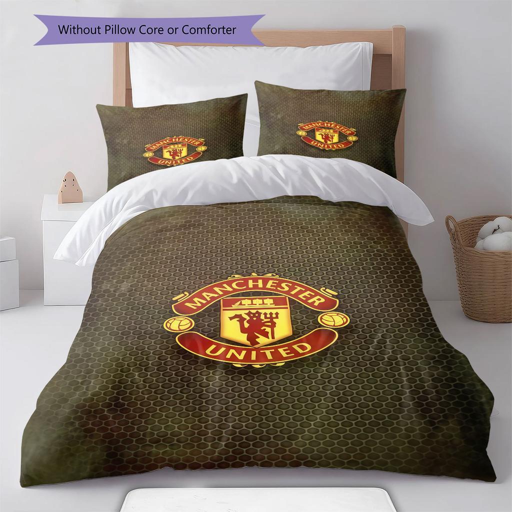 Royal MUFC Crown Bedding Quilt Set Quilt Cover Pillowcase Home Decoration Birthday Gift (1 * duvet cover + 2 * pillowcase, without core)