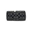 Used COACH Handbag Signature Heritage Signature Stripe Small Handle PouchHandbag gray/black PVC/leather Women