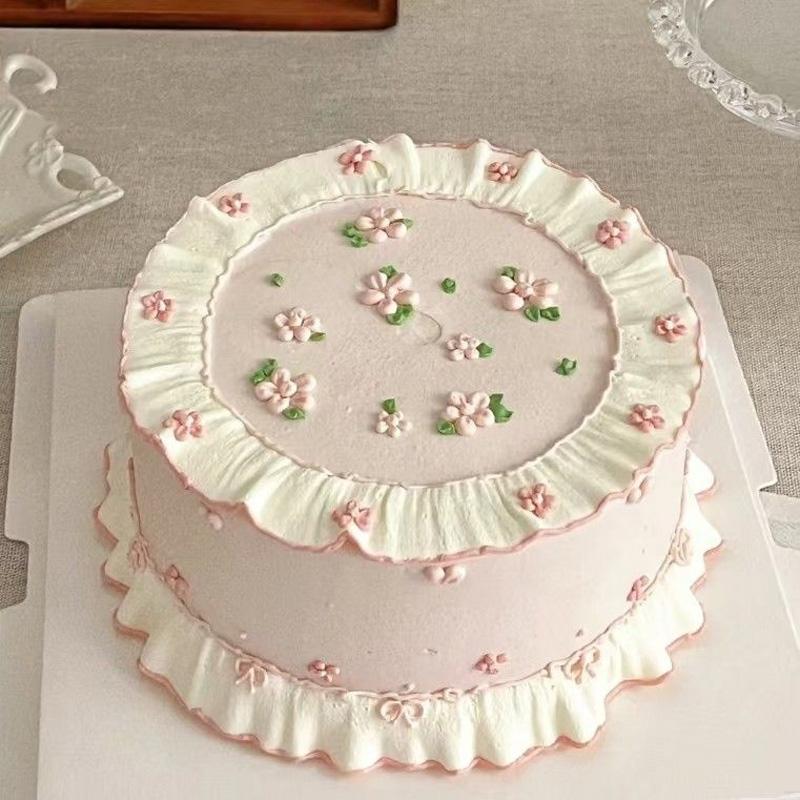Korean Retro Decorated Small Fresh Simulation Birthday Cake Model Plastic Decoration Showcase Sample Display Photography Props