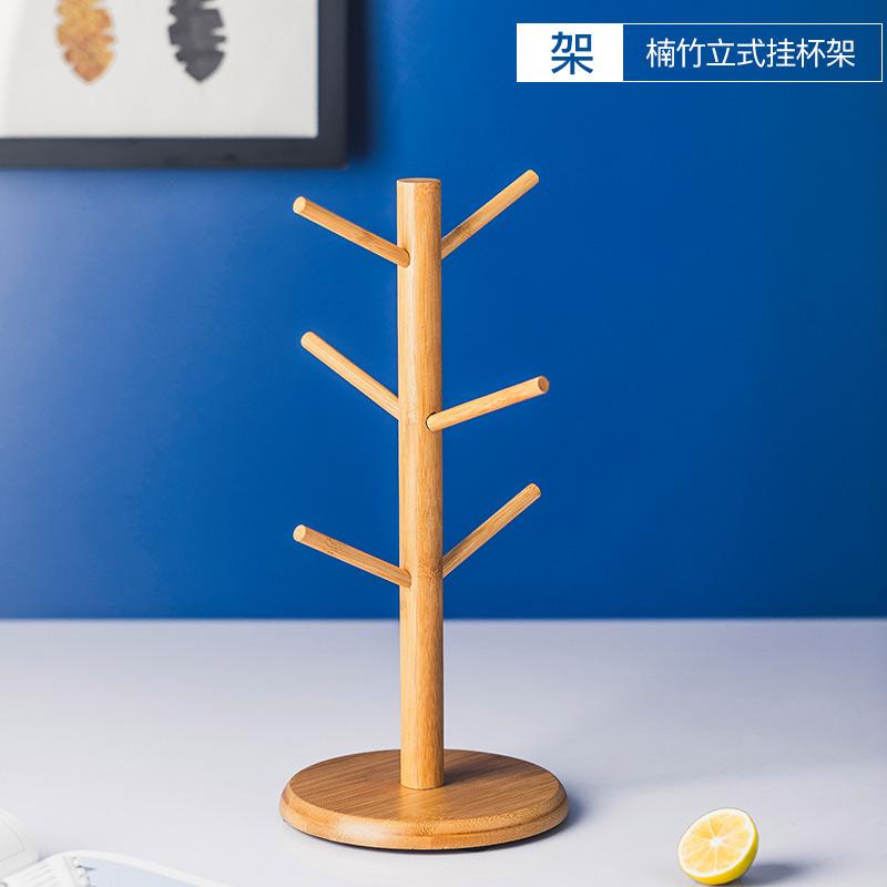 Деревянный подстаканник Прозрачный стеклянный стакан с ручкой Шестисекционный костюм Подстаканник для слива Кружка Перевернутая стойка для хранения Держатели для стаканов