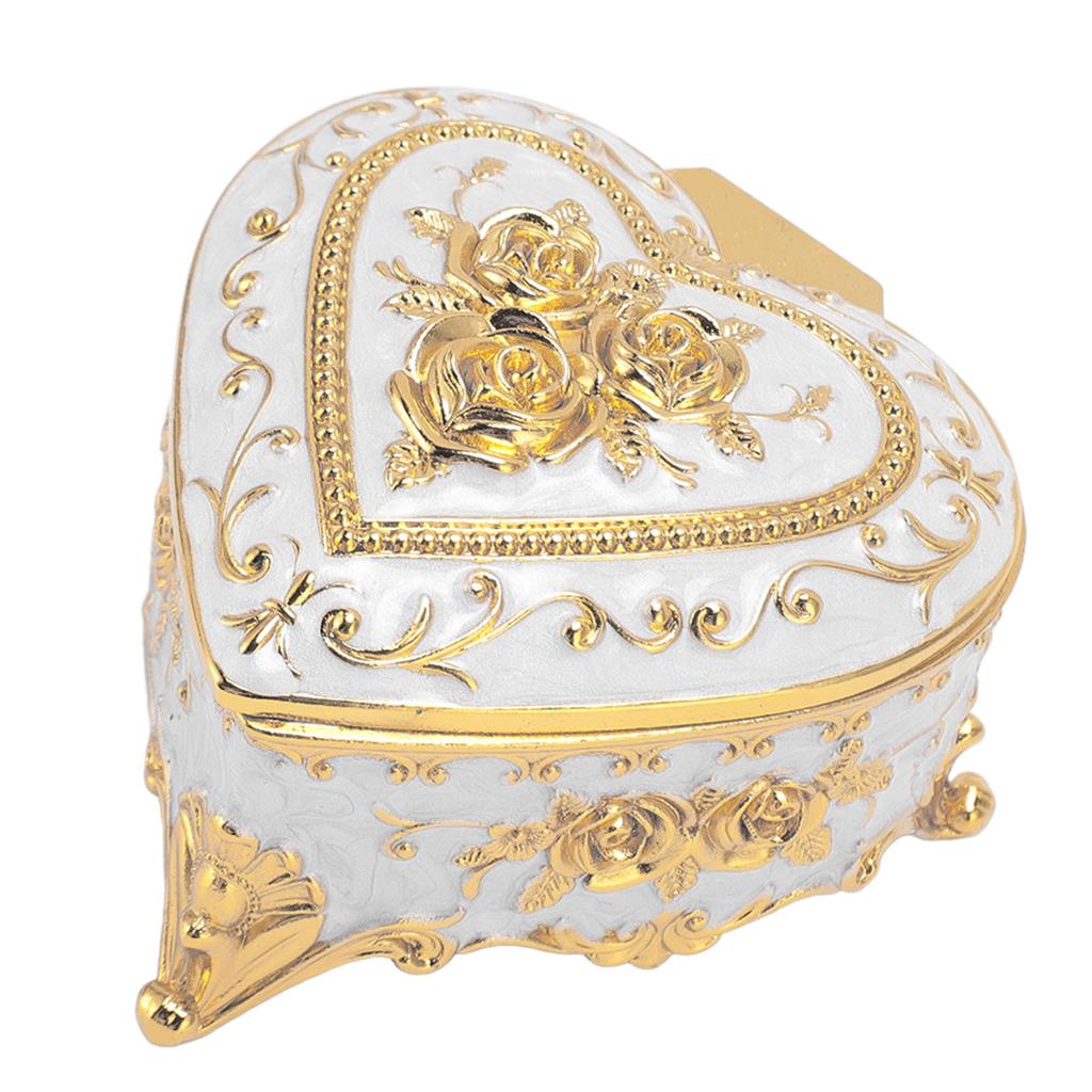 Small Jewelry Box Heart Shape Vintage Decorative Box Zinc Alloy Storage Container for Accessories