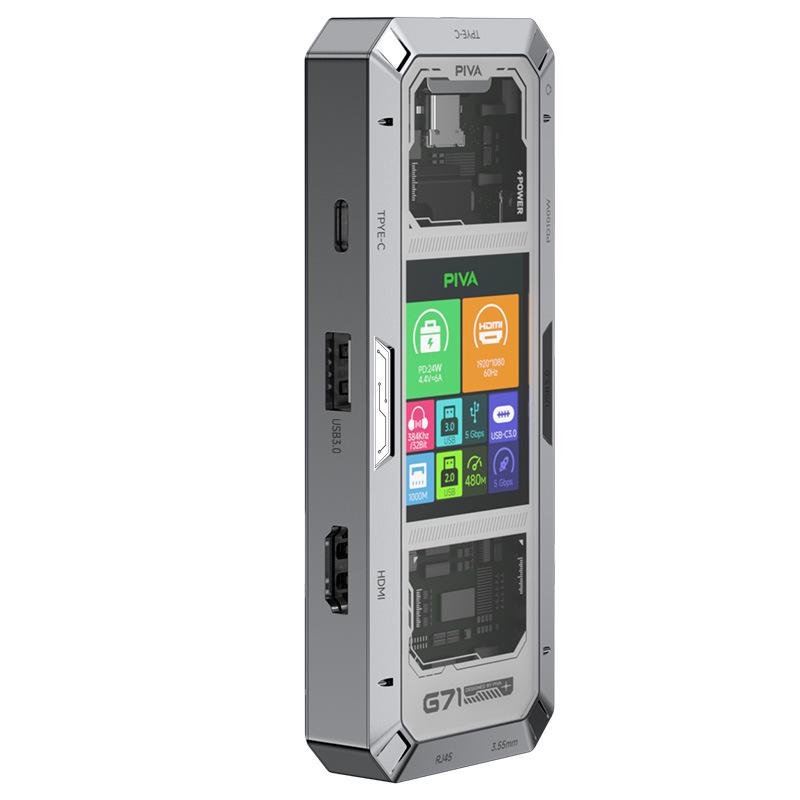 Док-станция Piva G71 Smart Type-C: HDMI 4K60Гц, Gigabit Ethernet, Высокоскоростной разветвитель