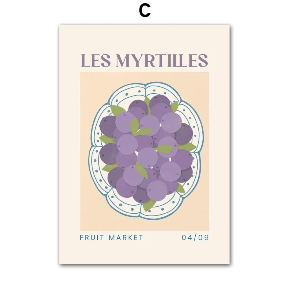 Фруктовый рынок Лимон Виноград Ананас Арбуз Инжир Настенное искусство Холст Живопись Скандинавские Постеры и Принты Настенные картины Кухонный декор