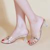 Fashion Trendy and Minimalist High-heeled Slippers New Transparent Upper for Summer 2024 Comfortable and Contoured Heel Sandals Slippers