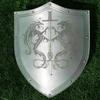 Shield Medieval Larp Warrior Steel Shield Engraved Dragon Heater Shield